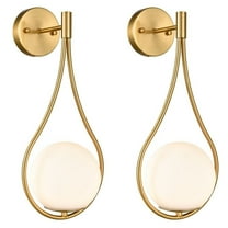 Claxy Gold Wall Sconce with Globe Milk Glass Set of 2