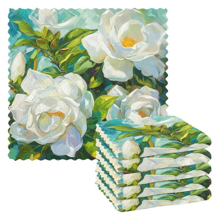 

Ryvnso Jasmine Flowers Oil Paint Kitchen Towels Dish Clothes for Drying Dishes Cleaning Absorbent Set of 6