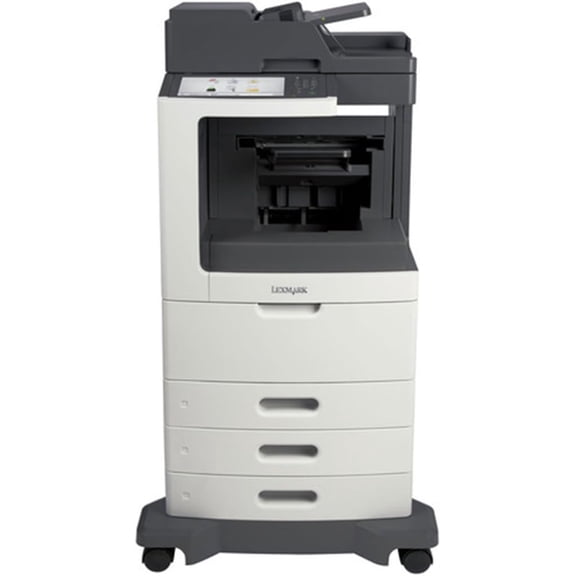 Restored Lexmark MX810dtfe Monochrome Laser Multifunction Printer – Print, Copy, Scan, Fax, Duplex, 55 PPM (P/N: 24TT112)
