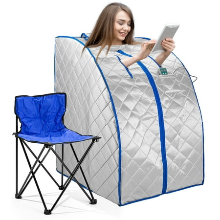 Infrared IR Far Ion Portable Indoor Personal Spa Sauna by Durasage with Air Ionizer, Negative Ion Generator and Heating Foot Pad with