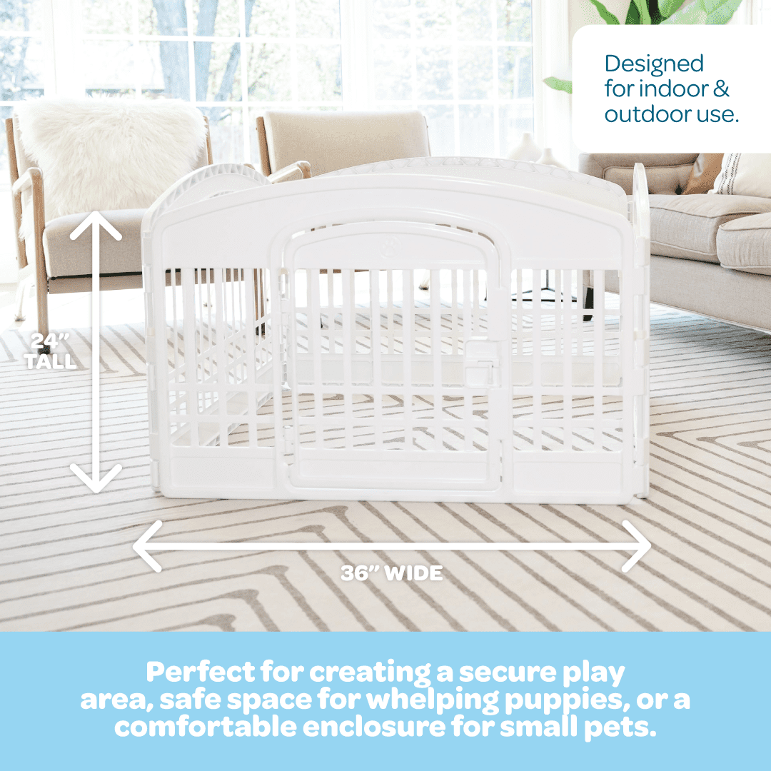 Carlson 24-Inch 4-Panel Plastic Pet Playpen with Door - White