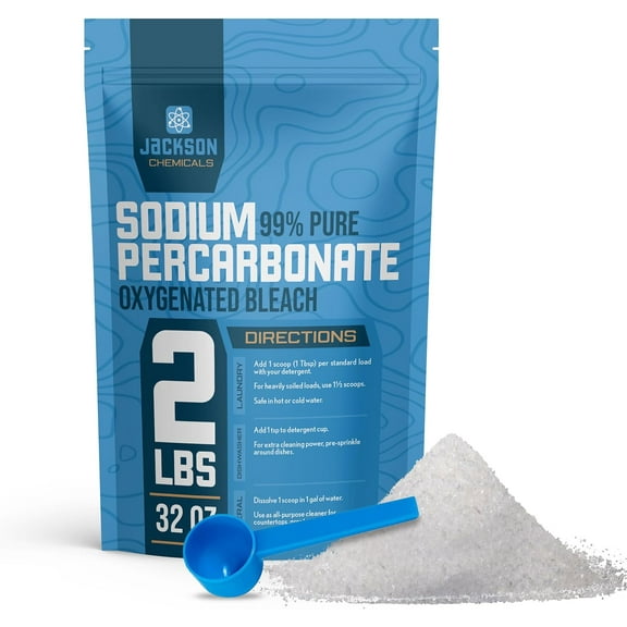 Sodium Percarbonate 2 lb – Chlorine-Free Laundry Booster, Eco-Friendly Stain & Odor Remover, Multipurpose Cleaner - Oxygenated Bleach Powder