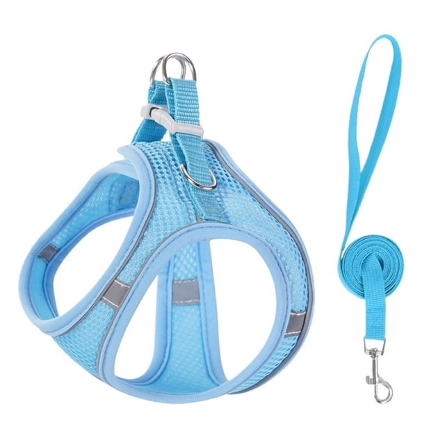 Cat Harness and Leash Set, Escape Proof Adjustable Soft Mesh Vest Jacket for Pet with Reflective Safety Strips