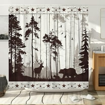 Rustic Shower Curtain Bear Deer Shower Curtain Farmhouse Shower Curtain Forest Animal Shower Curtain Wildlife Cabin Shower Curtain Woodland Hunting Shower Curtain Polyester 72x72 Inch