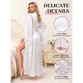 thumbnail image 3 of Womens Robe, AMITOFO Silky Satin Kimono Robe for Women with Lace Trim Long Lightweight Floor-Length Elegant Getting Ready Robe for Bride, White, 3 of 8