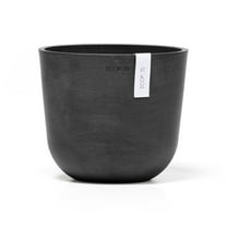 Ecopots Oslo Durable Modern Round Indoor/Outdoor Recycled Based Composite Flower Pot Planter, Dark Grey, 17.75"