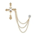 thumbnail image 2 of Brooch Lapel Pin Hanging Chains Collar Brooches Vintage Cross Badge Tie Clips Fashionable Collar Pin Charm for Men Suit Shirts Jacket Coat Style A, 2 of 4