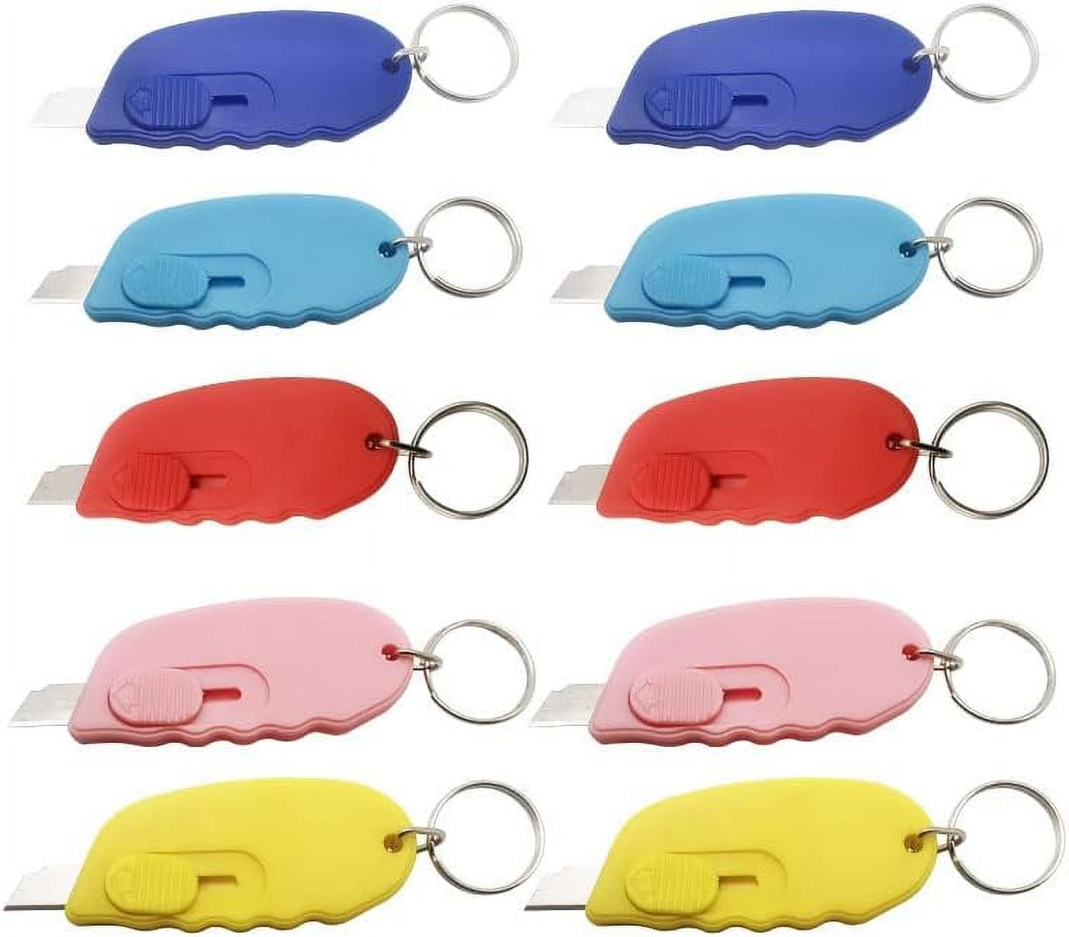 Small Box Cutter Keychain 10 Pack Mini Box Cutter Portable Auto Retractable Blade Pocket Utility ...