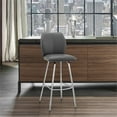 thumbnail image 2 of Kobe 30" Bar Height Swivel Bar Stool in Brushed Stainless Steel Finish and Black Faux Leather, 2 of 10