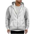 thumbnail image 2 of guisaled Mens Zip Up Hoodie Fleece Oversized Heavyweight Fall Winter Warm Hooded Sweatshirts Long Sleeve Solid Casual Hoodies Flash Deals, 2 of 7