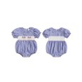 thumbnail image 2 of BemeyourBBs Newborn Baby Girl 4th of July Outfit Patriot Independent Day Clothes Smocked Bubble Romper Gingham Plaid Short Puff Sleeve Ruffled USA Flag Embroidery Bodysuit Jumpsuit, 2 of 9