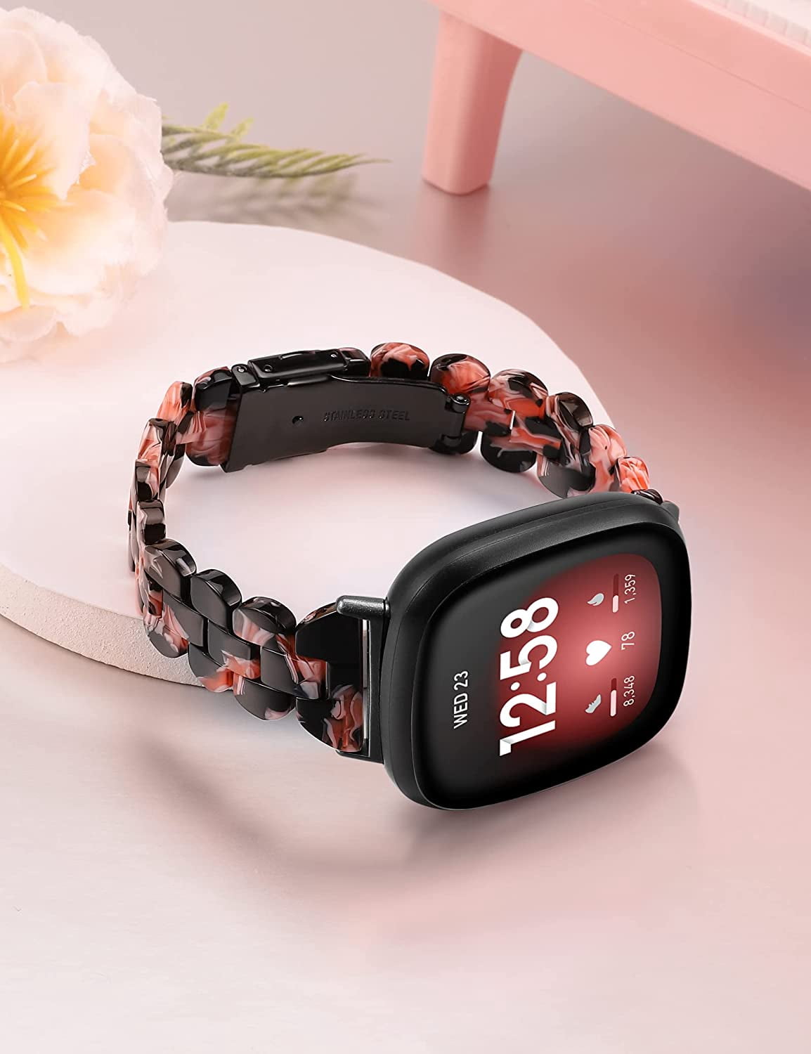 TOYOUTHS Slim Resin Bands Compatible with Fitbit Sense Bands Women, Lightweight Thin Sense Watch Bands for Fitbit Versa 3 Wristbands