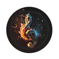 thumbnail image 3 of Flaming Music Notes Fire 2-in-1 Foldable Picnic Blanket Tote Bag Shoulder Handbag, Large Circular Outdoor Mat for Beach Camping Park, 3 of 5