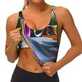 thumbnail image 3 of Picia Colorful Tire Tunnel Park Sports Bra for Women,Padded Strappy Sports Bras Medium Support Yoga Bra with Removable Cups,Running Yoga Bra-Small, 3 of 9
