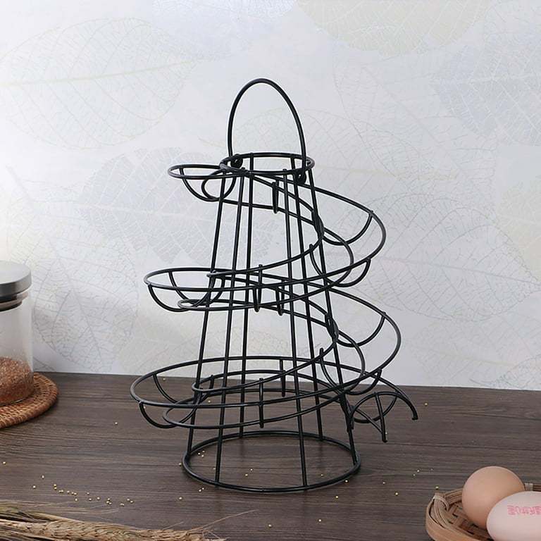 1pc Spiral Design Metal Egg Skelter Dispenser Rack, Storage Display Rack