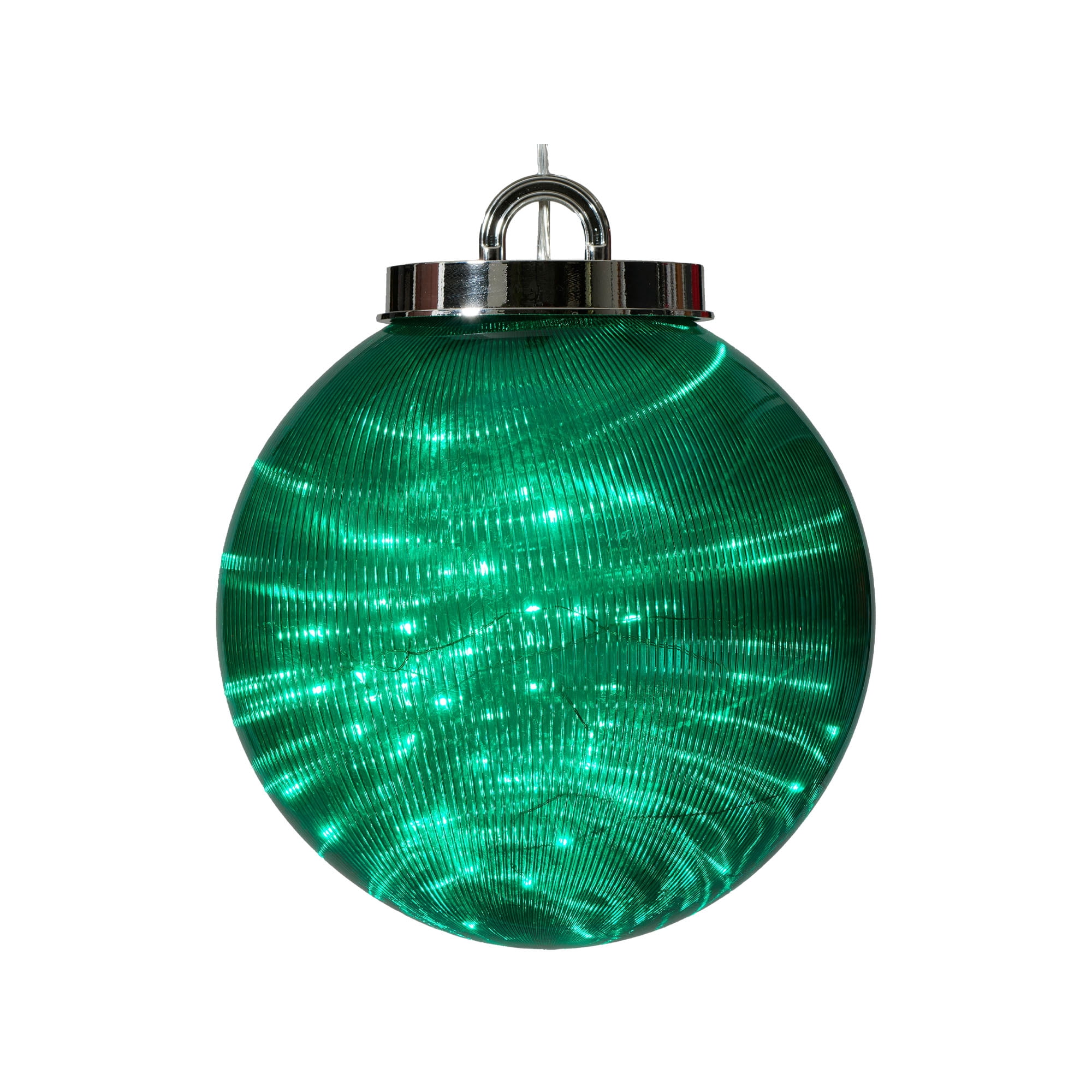 Indoor/Outdoor Light-Up 8-Function Christmas Ornament Decoration with 100 LED Lights, Green, 11.8", by Holiday Time