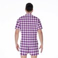 thumbnail image 2 of Purple And White Houndstooth Short Sleeve Men'S Rompers Casual Summer Jumpsuits Outfit, 2 of 4