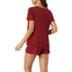 thumbnail image 3 of Conjuntos de pijama de mujer INSPIRE CHIC, ropa de salón casual, tops de cuello en V con mangas cortas y pantalones cortos, XS, rojo, 3 of 6