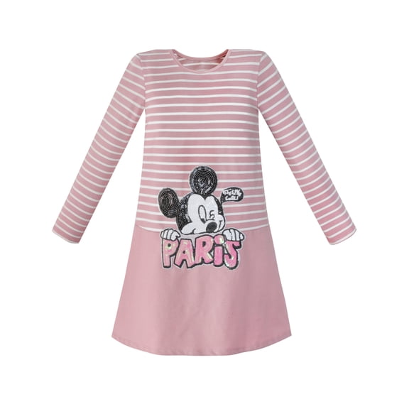 Girls Dress Stripe Cartoon Embroidery Long Sleeve Cotton Dress 4