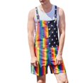 thumbnail image 2 of BOOMNY Mens 4th Of July Pants Patriotic July 4th Usa Flag Star Striped Printed Bib Overalls For Men Stretchy Waist Drawstring 4th Of July Soft Romper Jumpsuit Fashion Festival Clothes, 2 of 9
