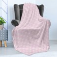 thumbnail image 4 of Easter Bunny Soft Flannel Fleece Blanket, Baby Rabbit with Ribbons Floral Spring Themed Soft Pink Tones Animals, Cozy Plush for Indoor and Outdoor Use, 60" x 80", Rose and Champagne, by Ambesonne, 4 of 5