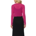 thumbnail image 3 of INSPIRE CHIC Women's Sheer Textured Crop Bolero Shrug Lightweight Long Sleeve Open Front Cardigan Hot Pink XL, 3 of 6