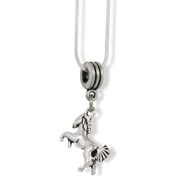 Horse on Hind Legs with Bushy Tail Charm Snake Chain Necklace