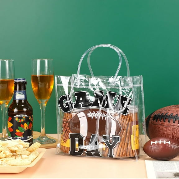 20 Pcs Football Candy & Goodie Bags with Handles, Reusable Sports Party Favor Treat Bags for Birthday Parties & Events, 8x8x3.15"