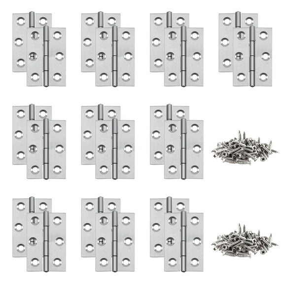 20 Pcs Metal Hinges, Folding Butt Hinge, 2 Inch Door and Window Gift Box Cabinet Hinge, with 120 Screws,Apply to manual work DIY design
