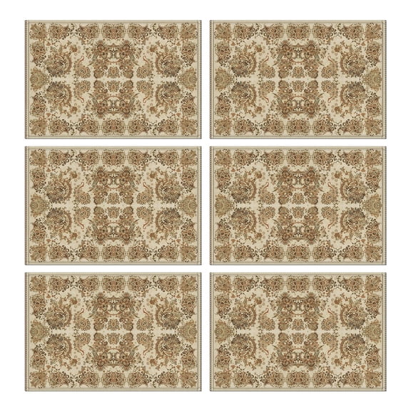 Placemats Set Of 6 Linen Machine Washable Table Placemats Ethnic Tribal Boho Vintage Place Mats for Dining Table Kitchen