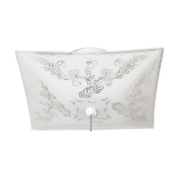 Satco Products B439753 12 in. 77-392 2 Light - Ceiling Fixture - Square Floral with Pull Chain - White