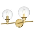 thumbnail image 2 of Living District Jaelynn 2-Light Iron & Glass Bath Sconce in Brass/Clear, 2 of 5