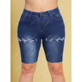 thumbnail image 2 of Cordones arriba dobladillo crudo más tamaño biker denim shorts Rosegal Pantalones cortos de talla grande, 2 of 5