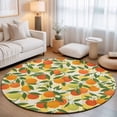thumbnail image 2 of Round Area Rugs 6Ft, Green Orange Non-Slip Washable Circle Rugs Carpet, Summer Botanical Leaves Watercolor Checkered Indoor Outdoor Rug Floor Mats Throw Runner for Bedroom Living Room Bathroom, 2 of 8