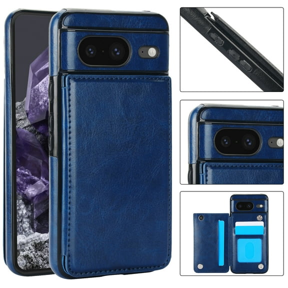 Feishell for Google Pixel 9 Pro XL Wallet Case with Card Holder,Double Magnetic Clasp Back Flip Kickstand Durable PU Leather Shockproof Card Slots Protective Phone Case for Women Men,Darkblue