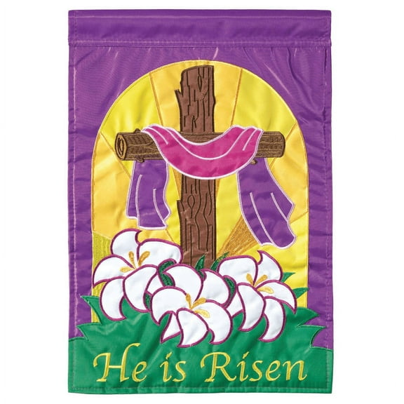 Magnolia Garden Flags M010010 13 x 18 in. Easter Cross Risen Polyester Garden Flag