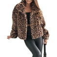 thumbnail image 2 of Female Faux Fur Long Coat Button Down Lapel Fleece -Jacket Leopard Print XL, 2 of 10