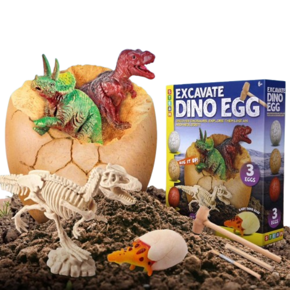 Piano Potato 3-Pack Dinosaur Egg Dig Kit, STEM Paleontology Excavation Set for Kids Ages 6-12, Educational Science Toy with Dino Skeletons, Perfect Birthday Gift