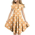 thumbnail image 2 of JUSLIO Girls Patchwork Dress Polka Dot Crew Neck Short Sleeve with Pockets Casual Dresses Size 6 Y, 2 of 7
