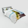 thumbnail image 3 of Ocean Duvet Cover Set, Coastal Charm Themed Beach House Porch View Moroccan Architecture Island Print, Bedding Set with Shams and Fitted Sheet, 3 Sizes, by Ambesonne, 3 of 3