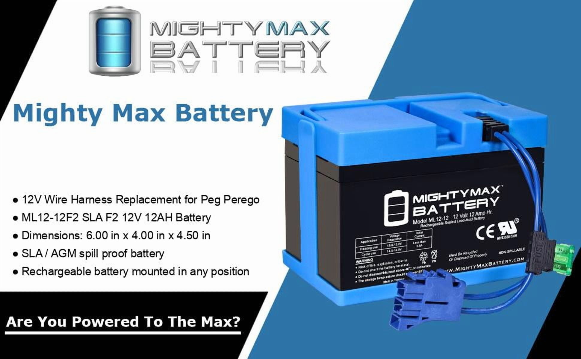 12V 12AH Replacement Battery Compatible with Peg Perego John-Deere Gator XUV Polaris Slingshot Polaris RZR 900 Gaucho Rock'in Children Ride On Car