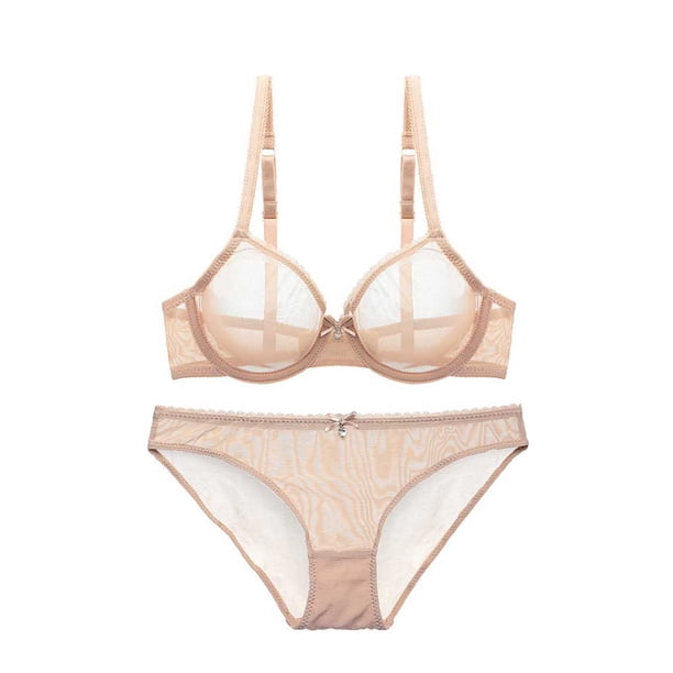Conjunto de sujetador lencería para mujer Sonducket ajustable duradero transpirable Color de piel 75C