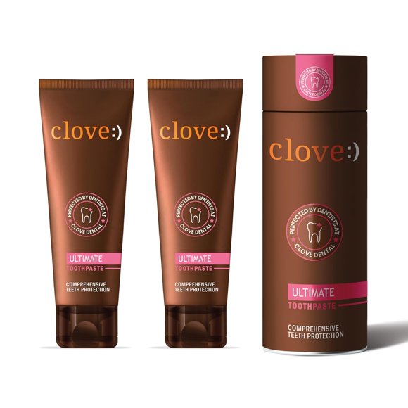 Clove Ultimate Toothpaste | Active Freshness | Cavity Prevention | Teeth Whitening | Healthy Gums & Oral Care | Triclosan Free | Paraben Free | Peroxide free | Mint | Pack of 1 (100 gms)  2 pcs