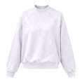 thumbnail image 4 of Womens Solid Color Mock Neck Pullover Sweatshirt, Oversized No Pocket Long Sleeve Brushed Fleece Pullover with Ribbed Cuff, Loose Soft Mock Neck Sweatshirt for Spring Fall Mild Winter White, 4 of 4