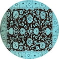 thumbnail image 1 of Ahgly Company Indoor Round Oriental Light Blue Industrial Area Rugs, 4' Round, 1 of 4