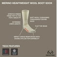 thumbnail image 6 of (2 pack) Realtree® Men's Merino Wool Heavy Weight Crew Sock (Taupe, Size L), 6 of 13