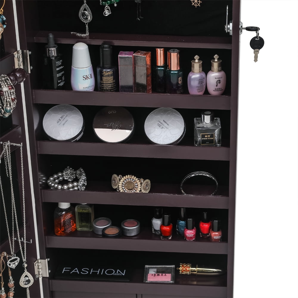 5-Layer LED Mirror Cabinets, Full Mirror Wall Mounted Cabinets, Brush Holders with Inner Mirror