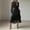 01 Black, variant on YueHuiYing Women's Solid-Color Pleated Lace Ruffled Asymmetric Hem Long-Sleeve Crew Neck Dress