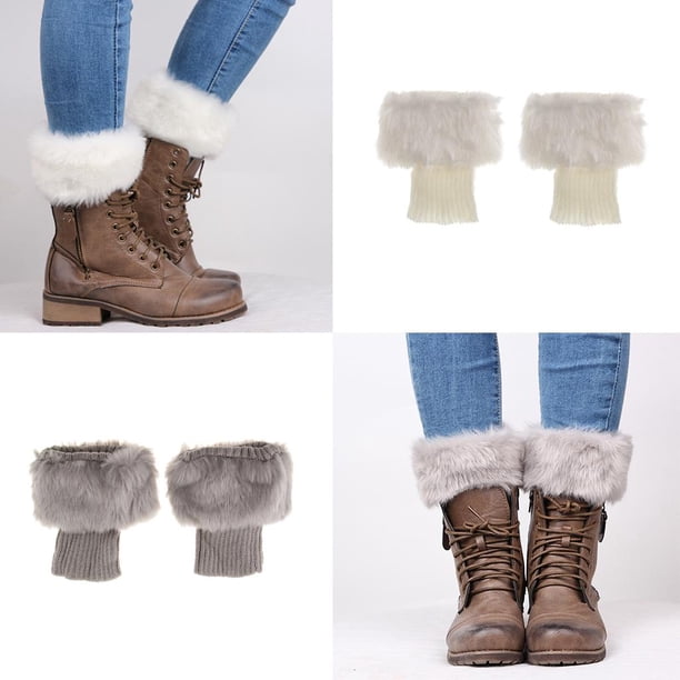2 Pares De Botas De Punto De Piel Sintética Borrosa s Toppers Calentador De Piernas Accesorios De Invierno Yinane calentador de piernas de punto para mujer