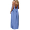 thumbnail image 3 of HVOBTTY Summer Women's Sleeveless Maxi A-Line Dress Solid Color Strap Backless Round Neck, 3 of 5